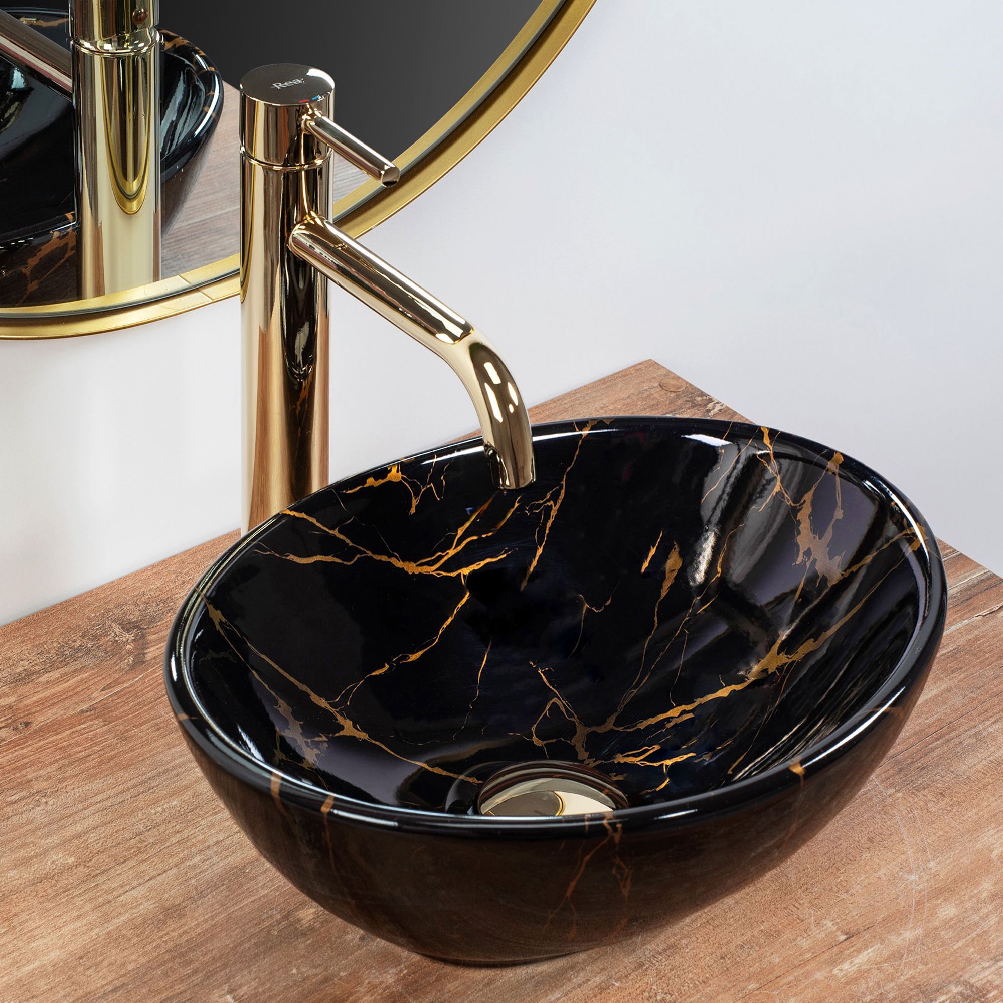 Rea Sofia Mini Black Marble Kiiltävä Pesuallas Työtasolle 10