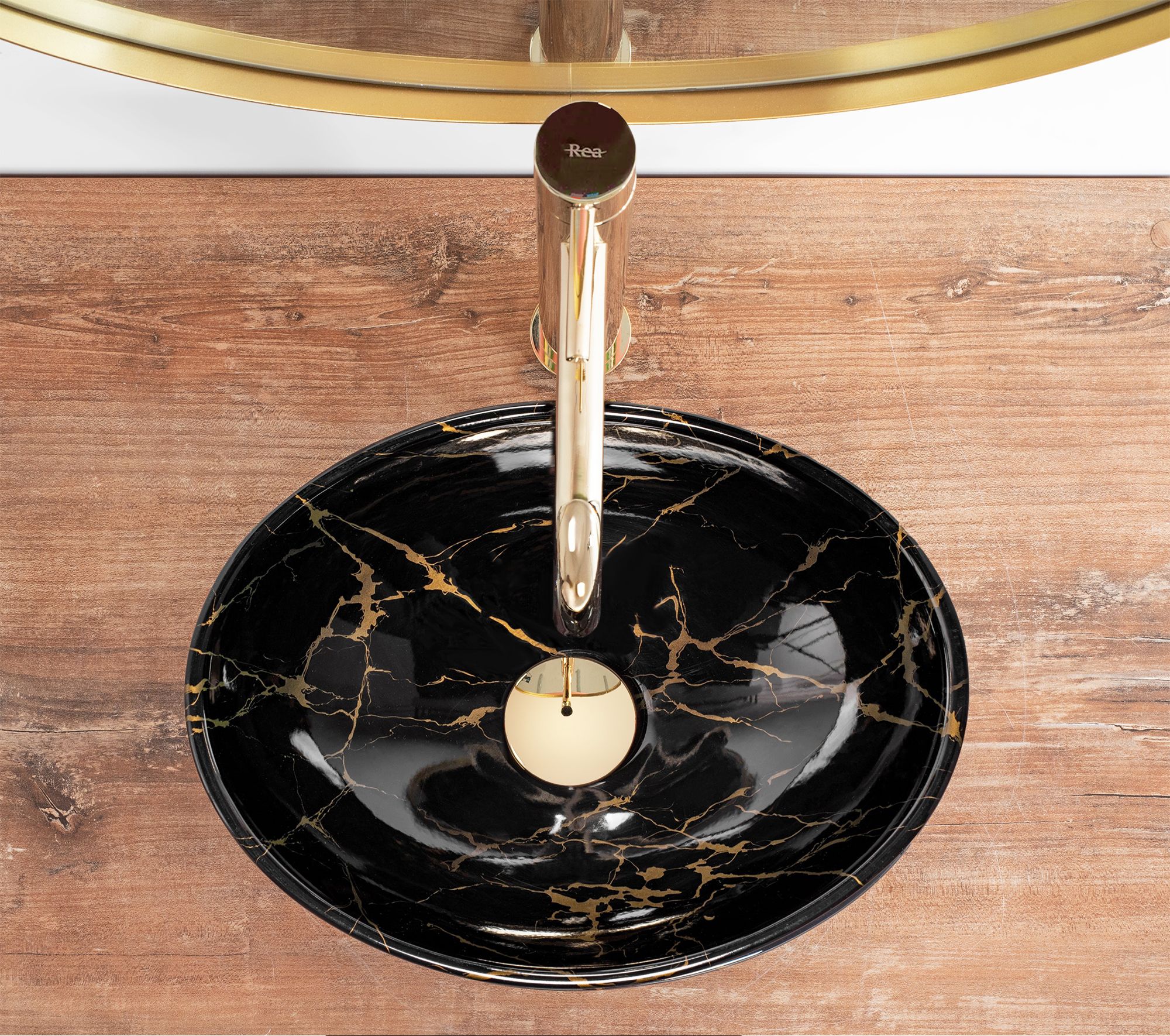 Rea Sofia Mini Black Marble Kiiltävä Pesuallas Työtasolle 4