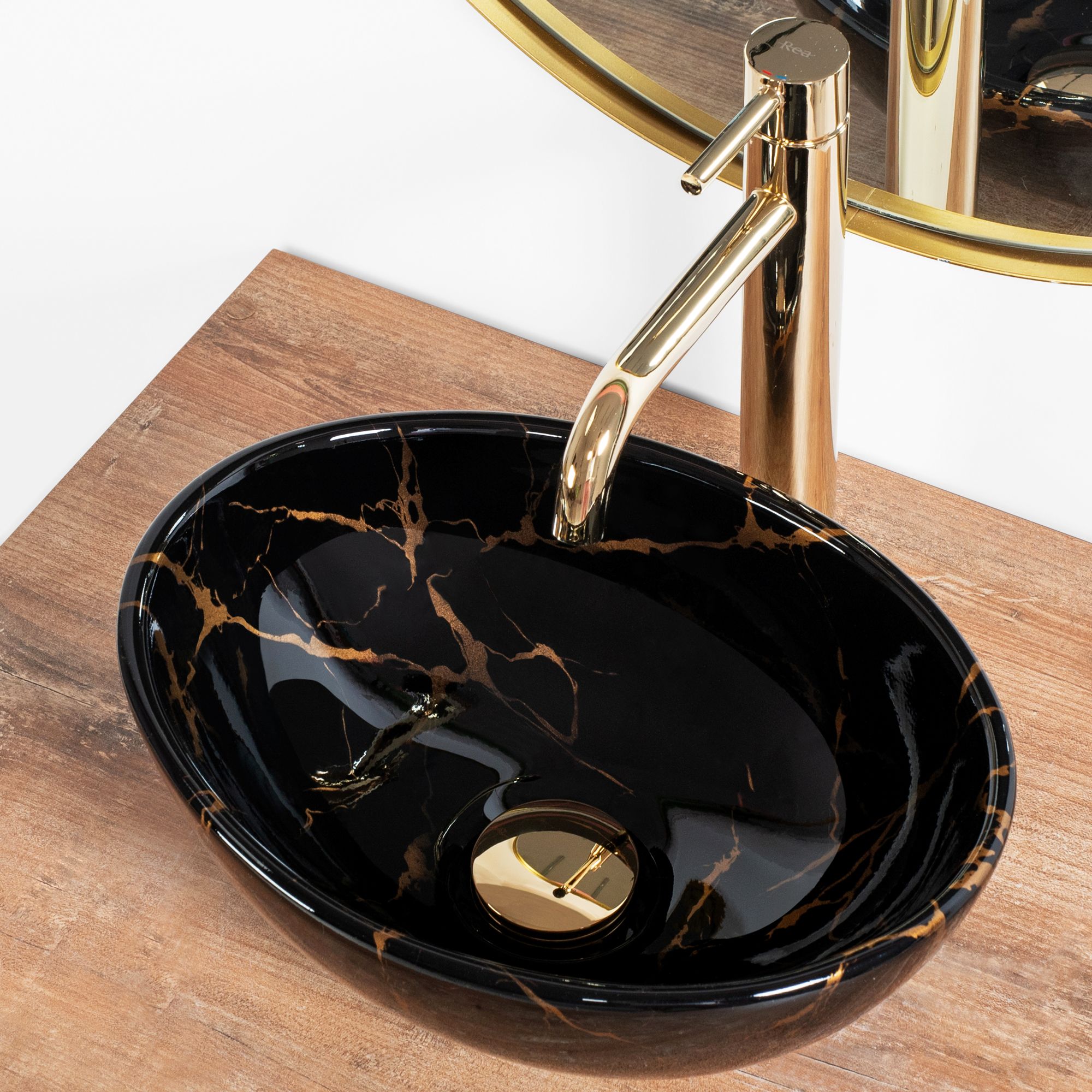 Rea Sofia Mini Black Marble Kiiltävä Pesuallas Työtasolle 3