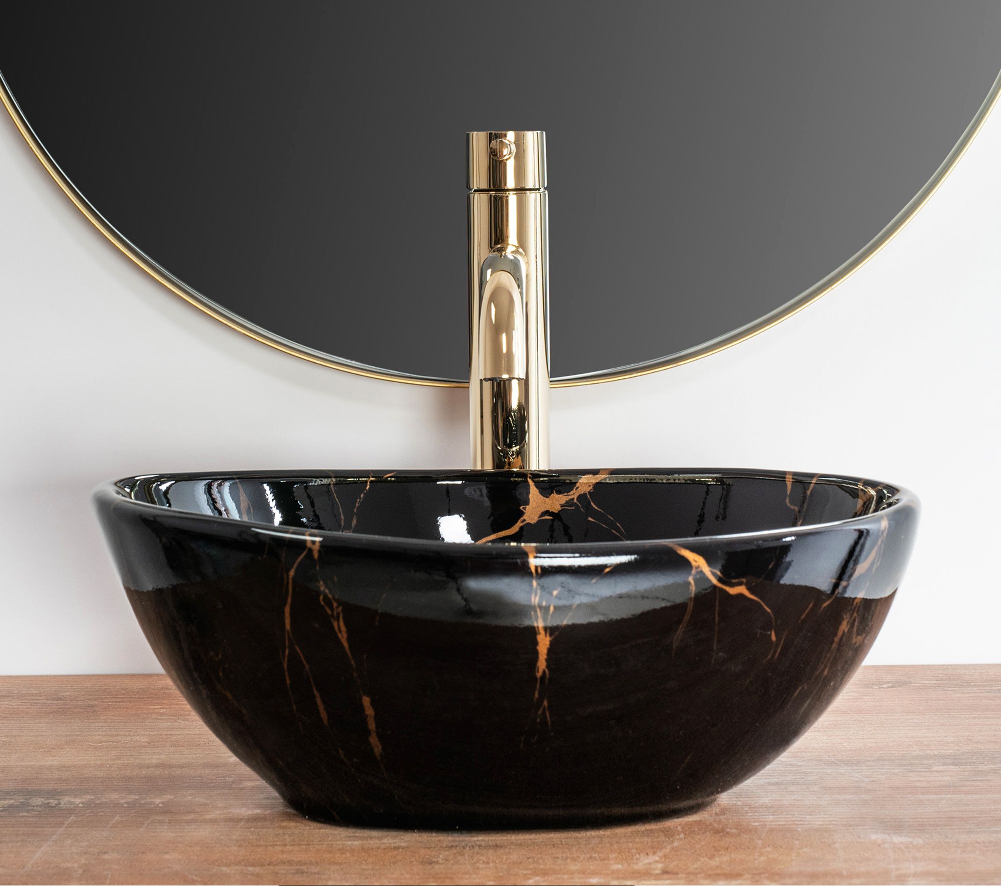 Rea Sofia Mini Black Marble Kiiltävä Pesuallas Työtasolle 5